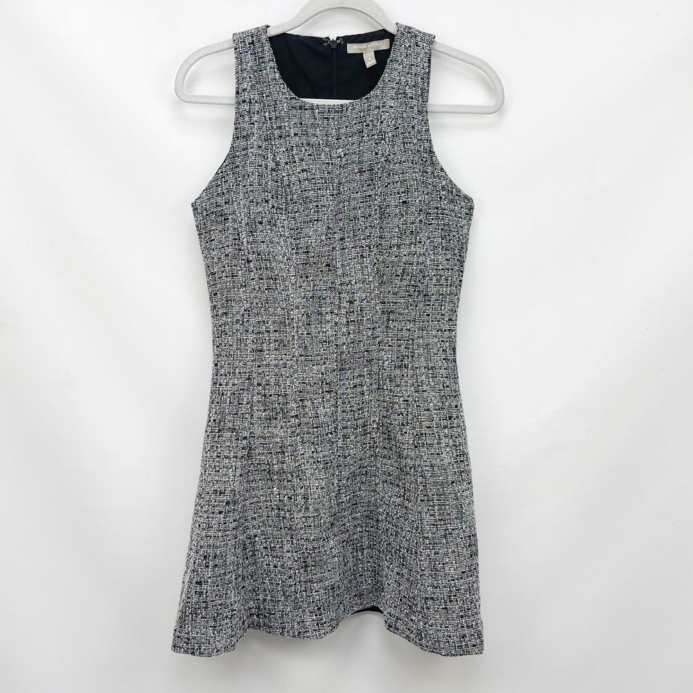Banana Republic Dress Size 8 Petite Gray Round Neck Sleeveless Fit & Flare